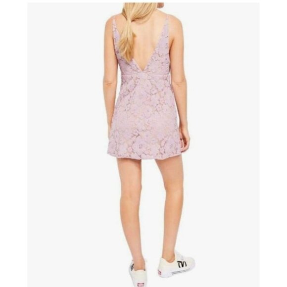 Free People Dangerous Love Purple Lace Mini Dress Size 6 - Picture 6 of 12